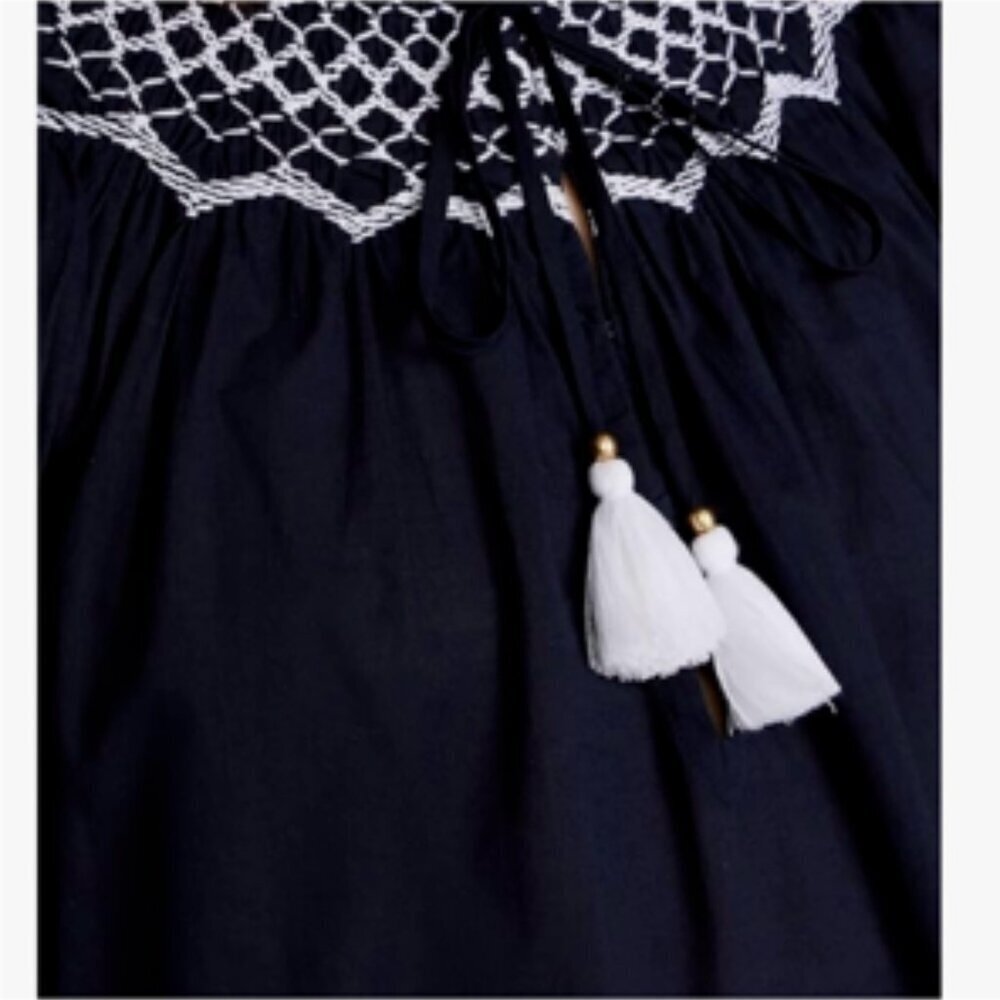 Figue 100% Cotton Smocked Embroidered Charlie Relaxed Fit Mini Dress Large - Picture 2 of 15